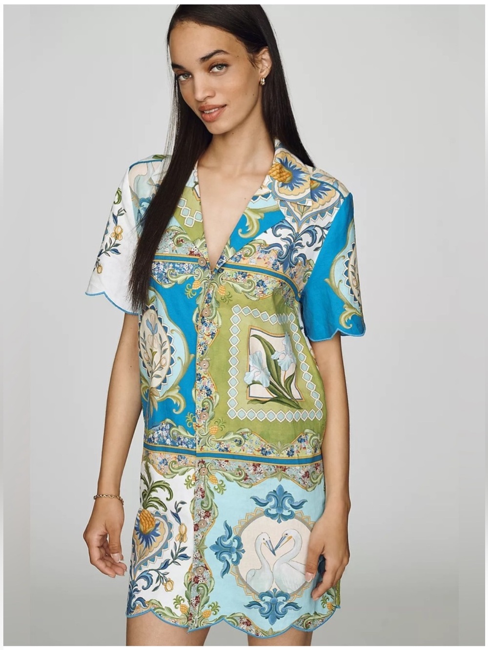 NWT Farm Rio x
Anthropologie Scalloped Shirt
Dress